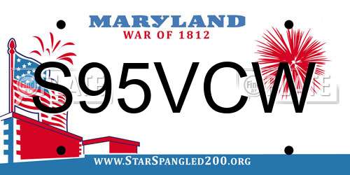 S95VCW Maryland License Plate