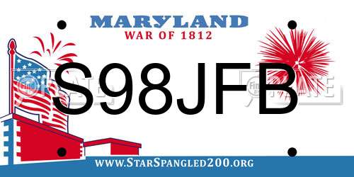 S98JFB Maryland License Plate