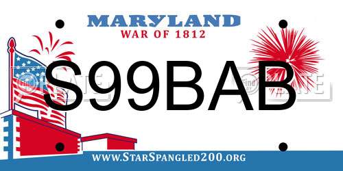 S99BAB Maryland License Plate