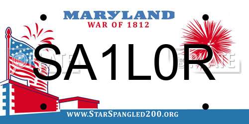 SA1L0R Maryland License Plate
