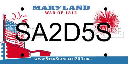 SA2D5S Maryland License Plate
