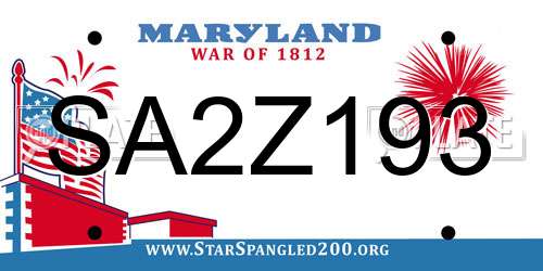SA2Z193 Maryland License Plate