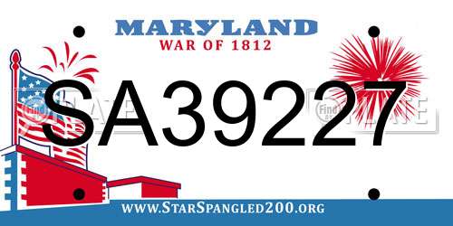 SA39227 Maryland License Plate