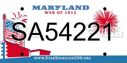 SA54221 Maryland License Plate