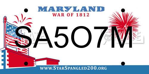 SA5O7M Maryland License Plate