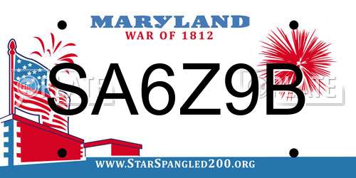SA6Z9B Maryland License Plate