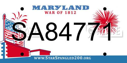 SA84771 Maryland License Plate