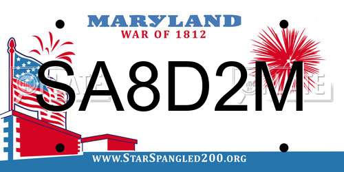 SA8D2M Maryland License Plate