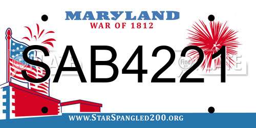 SAB4221 Maryland License Plate