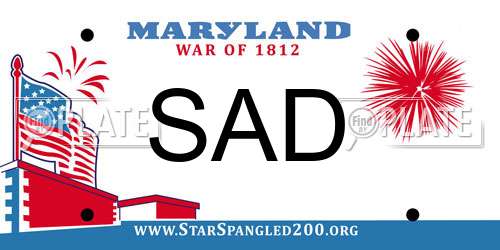 SAD Maryland License Plate