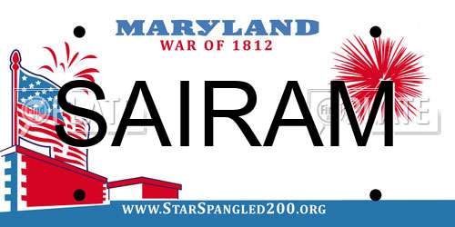 SAIRAM Maryland License Plate