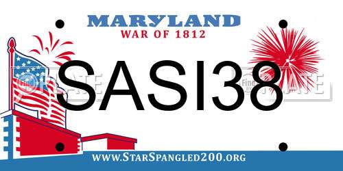 SASI38 Maryland License Plate