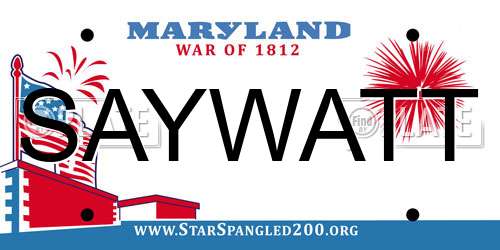 SAYWATT Maryland License Plate