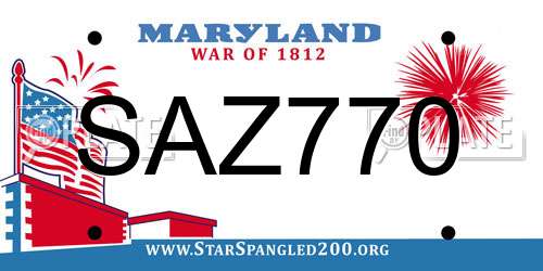 SAZ770 Maryland License Plate