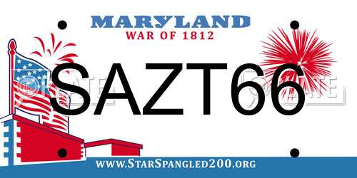 SAZT66 Maryland License Plate