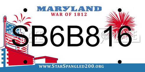SB6B816 Maryland License Plate