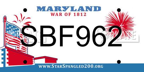 SBF962 Maryland License Plate