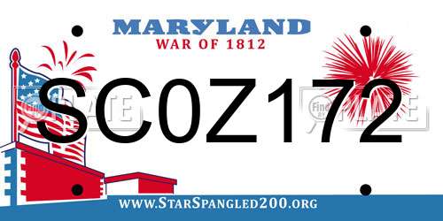 SC0Z172 Maryland License Plate