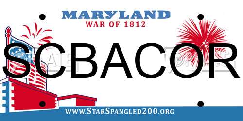 SCBACOR Maryland License Plate