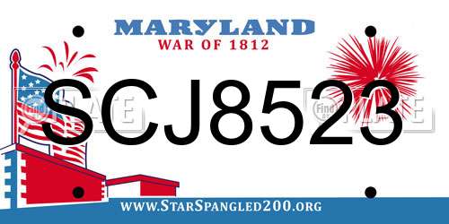 SCJ8523 Maryland License Plate