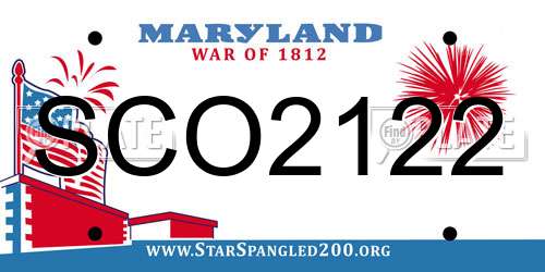 SCO2122 Maryland License Plate