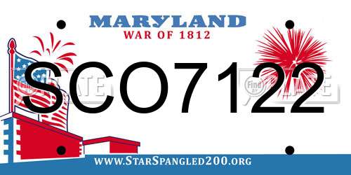 SCO7122 Maryland License Plate