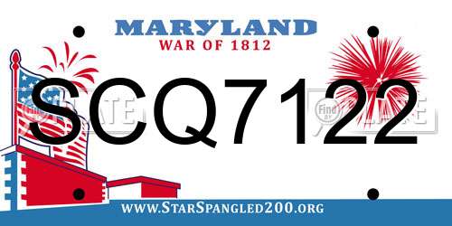 SCQ7122 Maryland License Plate