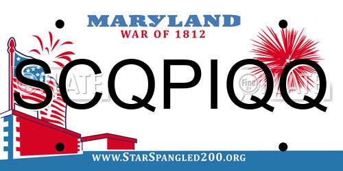 SCQPIQQ Maryland License Plate