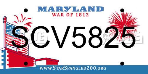 SCV5825 Maryland License Plate