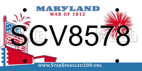 SCV8578 Maryland License Plate