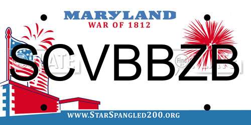 SCVBBZB Maryland License Plate
