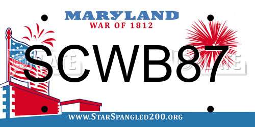 SCWB87 Maryland License Plate