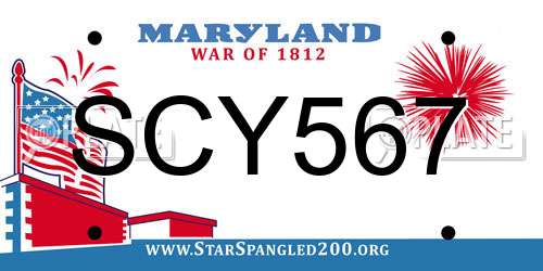 SCY567 Maryland License Plate