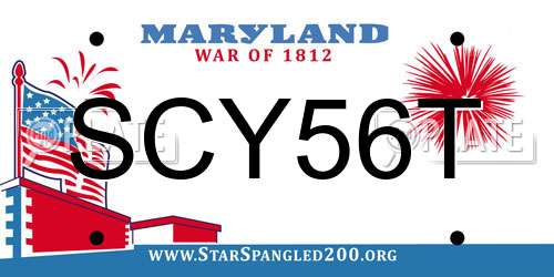 SCY56T Maryland License Plate