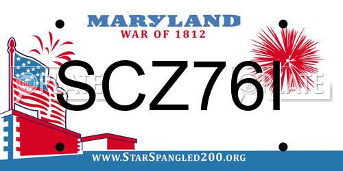 SCZ76I Maryland License Plate
