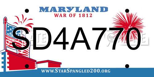 SD4A770 Maryland License Plate