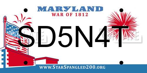 SD5N4T Maryland License Plate