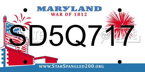 SD5Q717 Maryland License Plate