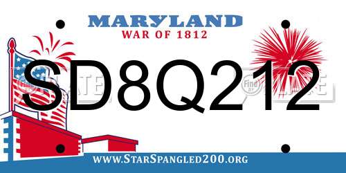 SD8Q212 Maryland License Plate