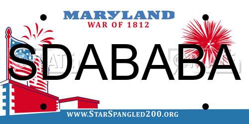 SDABABA Maryland License Plate