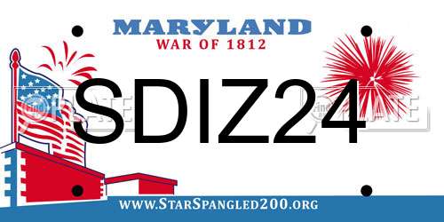 SDIZ24 Maryland License Plate