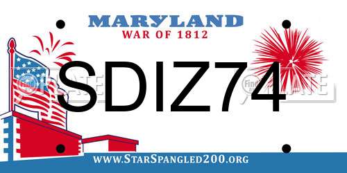 SDIZ74 Maryland License Plate