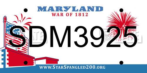 SDM3925 Maryland License Plate