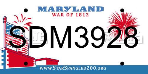 SDM3928 Maryland License Plate