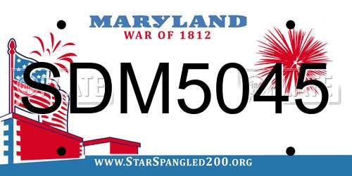 SDM5045 Maryland License Plate