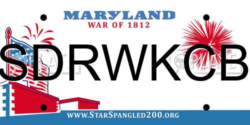 SDRWKCB Maryland License Plate
