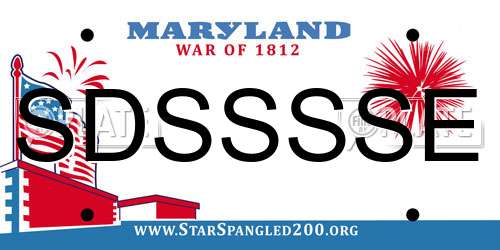 SDSSSSE Maryland License Plate