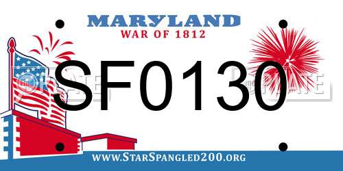 SF0130 Maryland License Plate