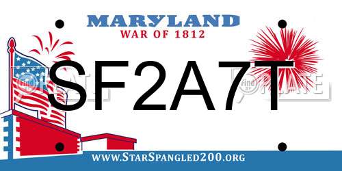 SF2A7T Maryland License Plate