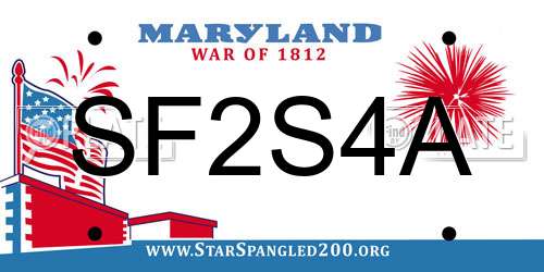 SF2S4A Maryland License Plate
